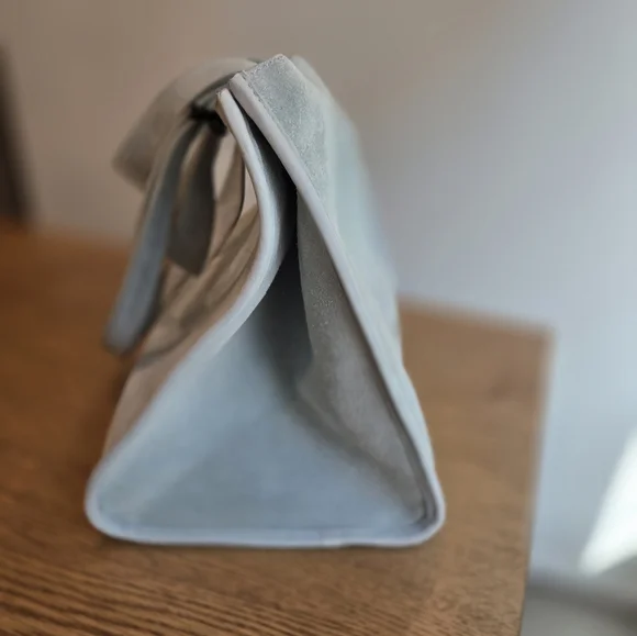 Margot New York Light Blue/Grey Suede Tote Bag - Picture 3 of 8